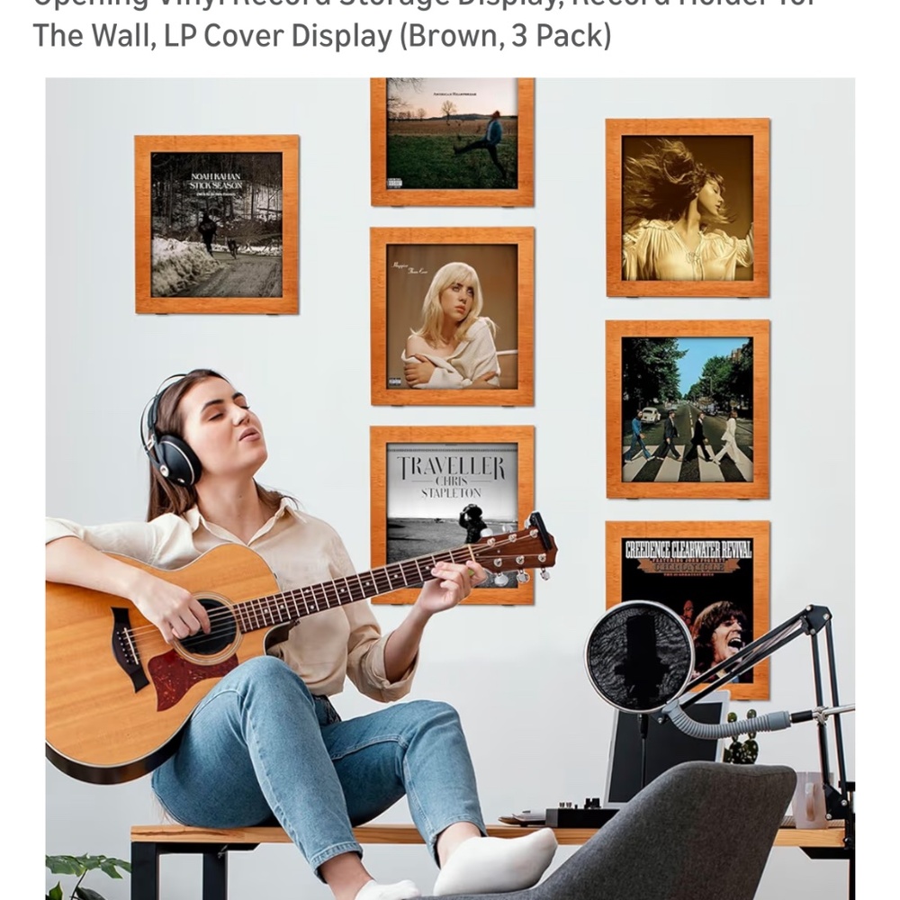 NWT In Packaging Oak Vinyl Record Wall Hangers (three)